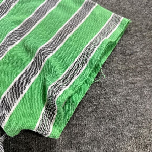Vintage Preppy Classic Y2K Mens Green Gray White Triple Stripe Polo Shirt Size L - Picture 3 of 5